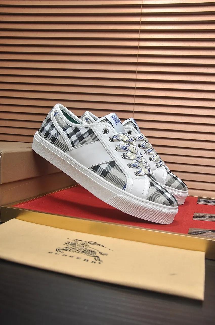 Men's shoes💰460💶【Burberry】Classic low-top sneakers｜Imported cowhide with classic plaid fabric｜Cow leather lining｜Original outsole｜Fine workmanship and comfortable to wear Size: 38-44 (customized at 45)